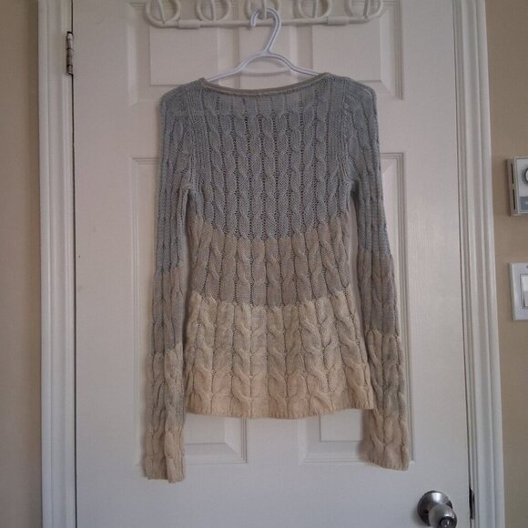 Anthropologie Sparrow XS Blue Ombre Wool Mohair Alpaca Blend Cable Knit Sweater - Picture 3 of 11